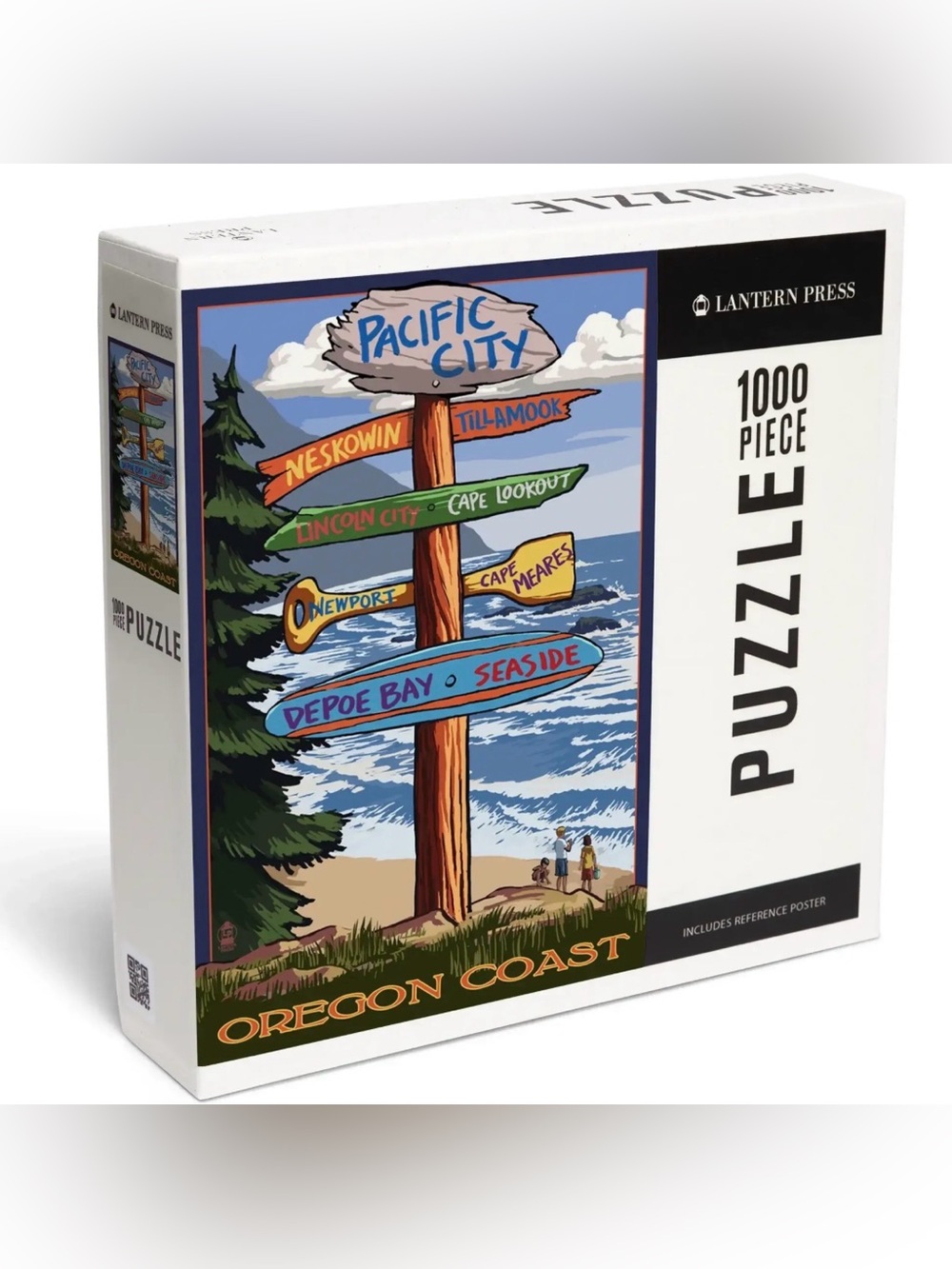Lantern press. Seaside, Oregon, Sign-post, 1000 Piece Jigsaw Puzzle